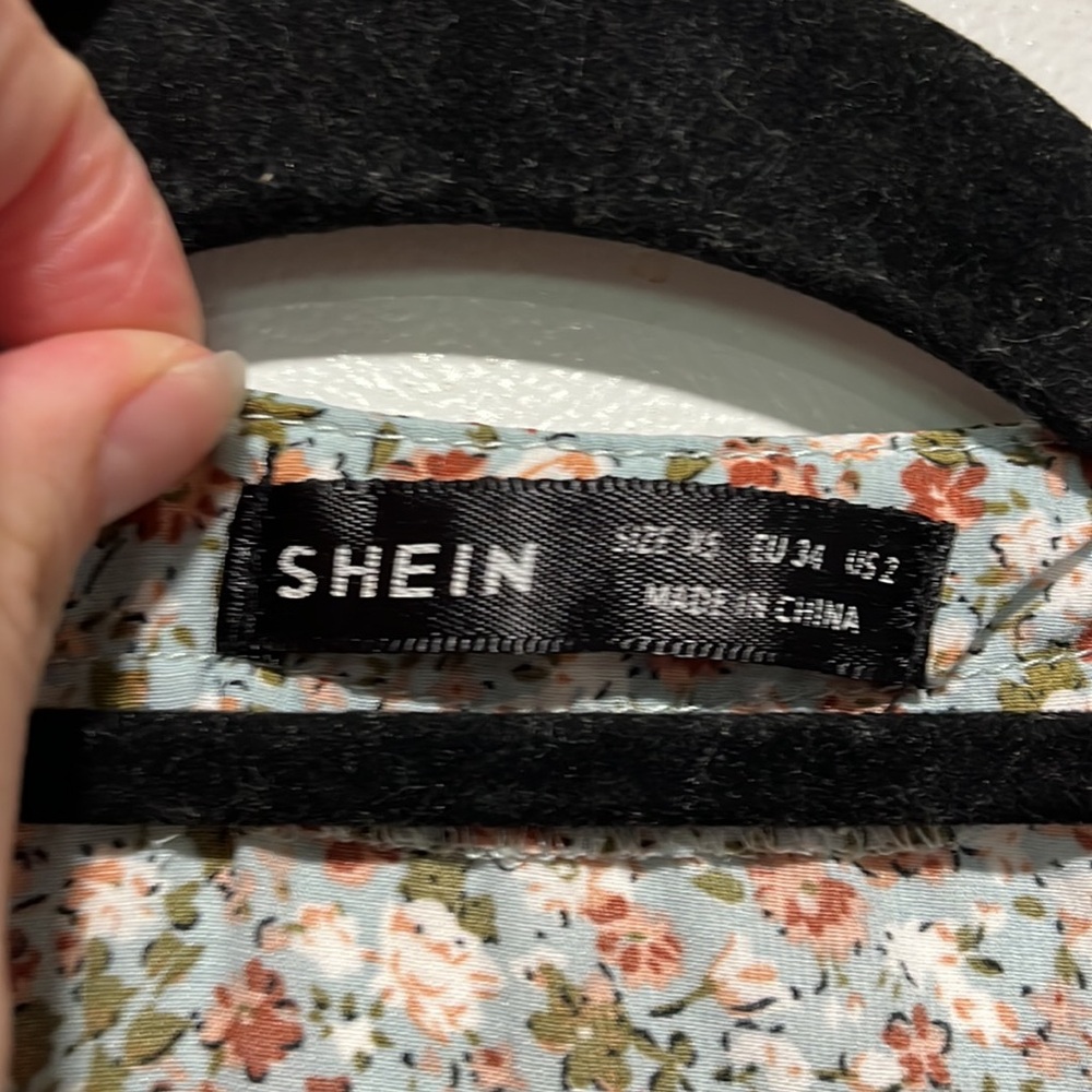‼️SOLD‼️ SHEIN XS-M Cottage Core Floral print Working button Tie Long sleeve - Picture 5 of 9